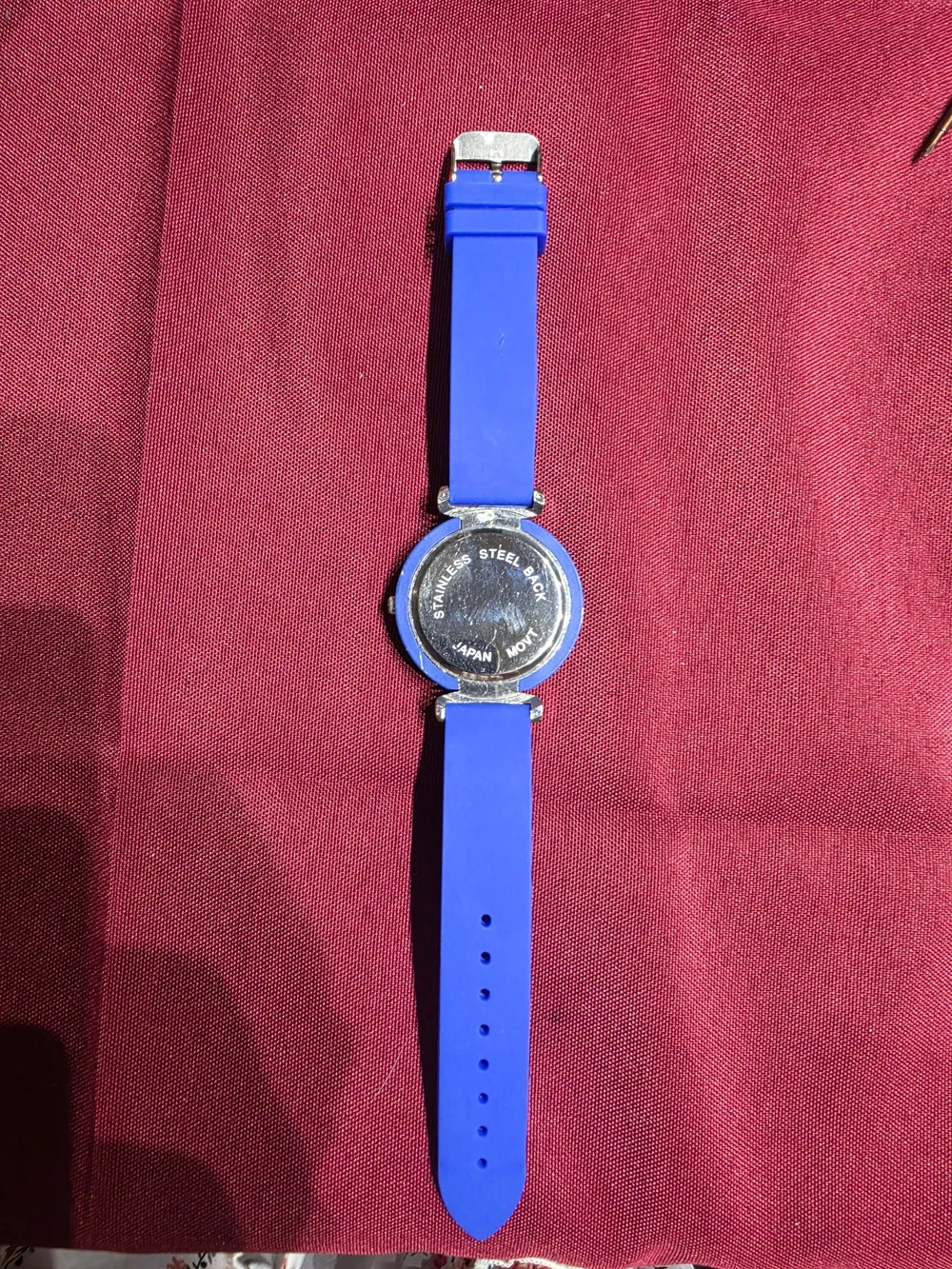 New Battery Installed** Geneva Blue Silicone Fashion watch with Crystal Accent
